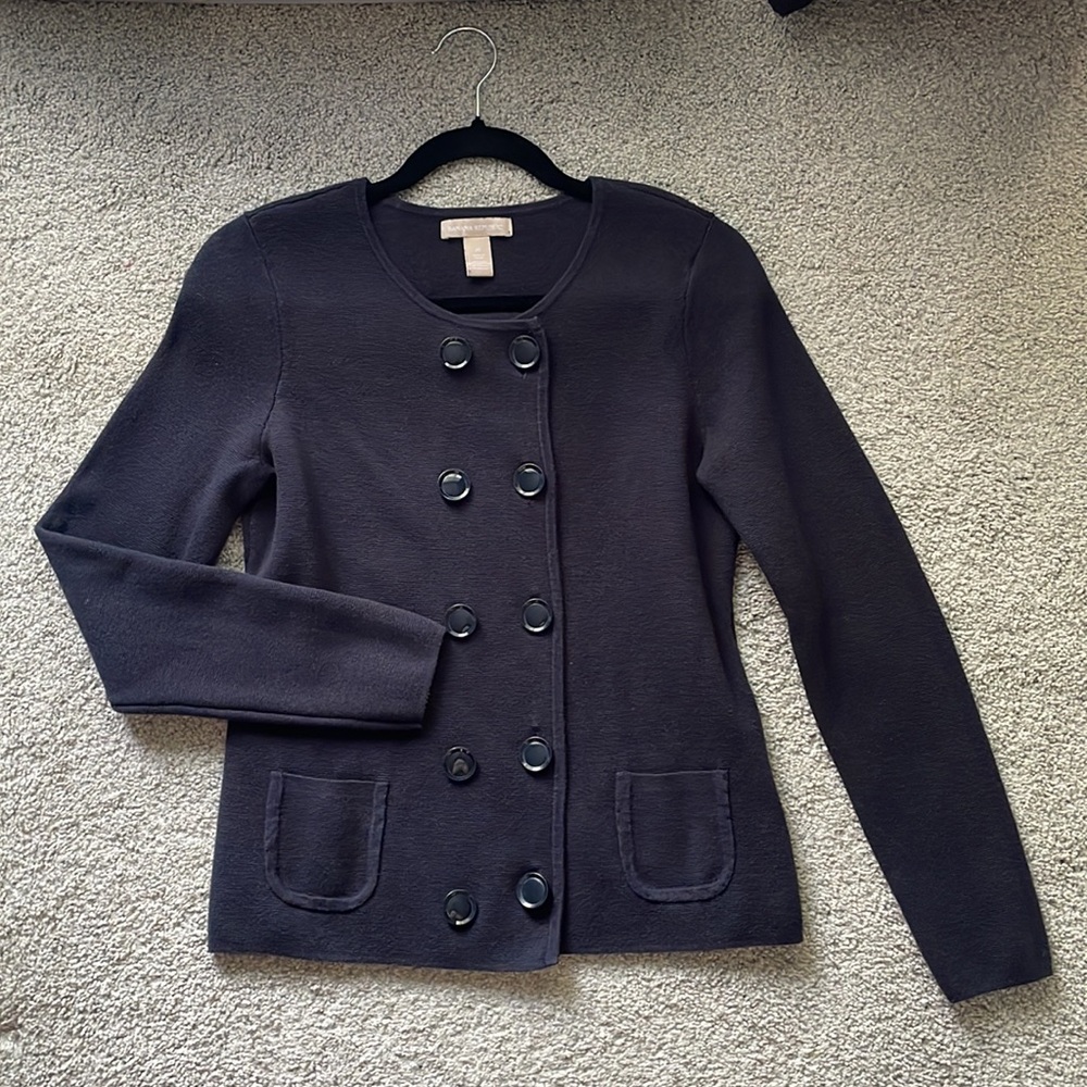 Banana Republic Navy Double Button Chunky Sweater Cardigan Silk Blend Sz Medium
